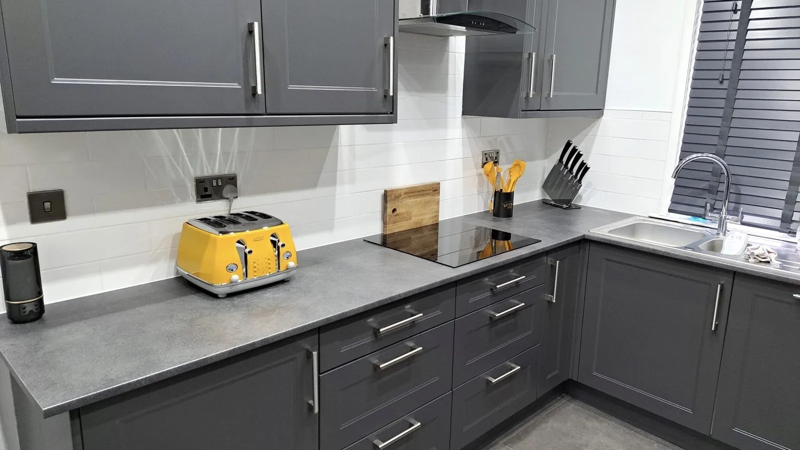 Grey kitchen installation, kitchens by Design Built Right in Selby
