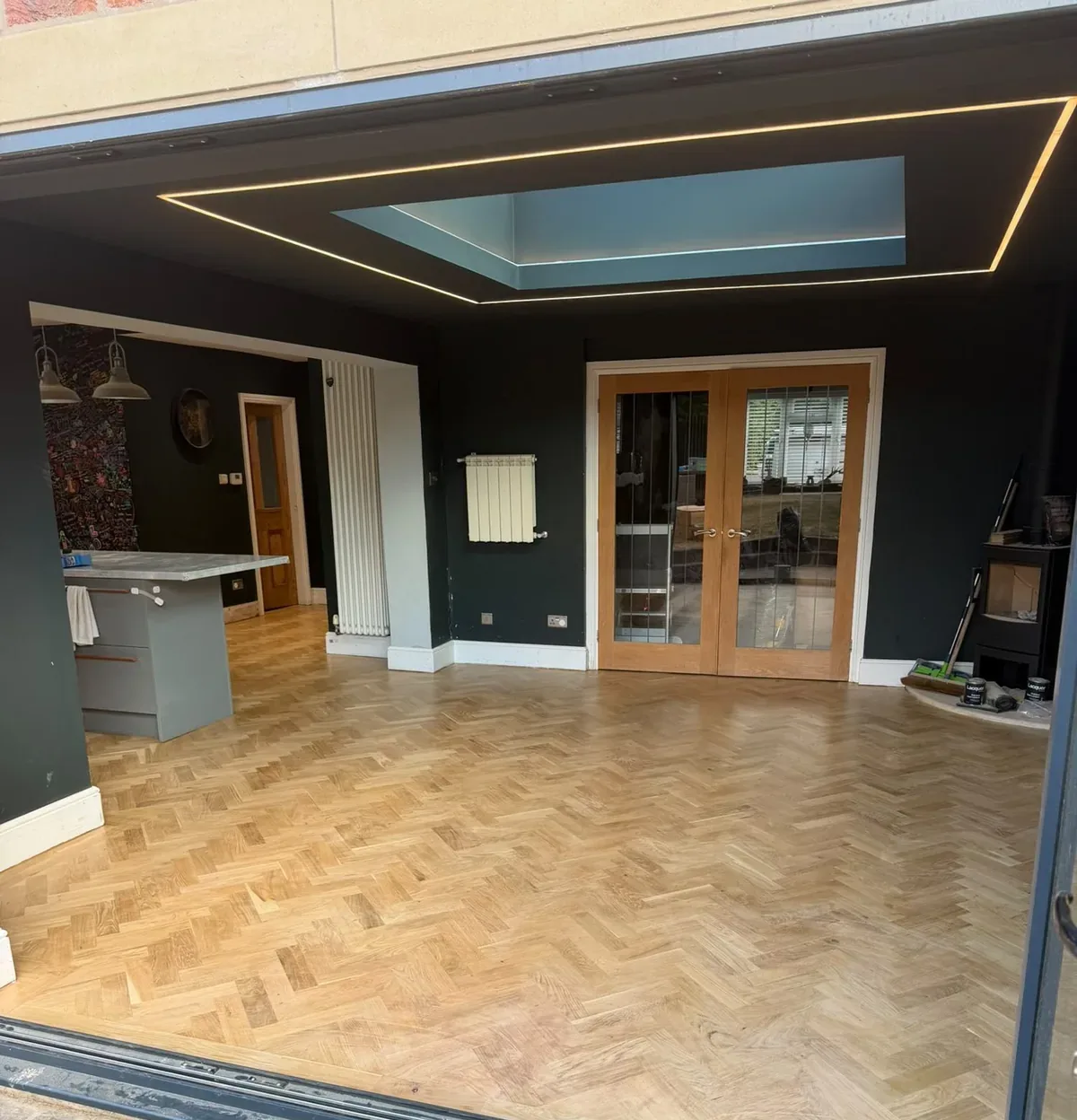 Full refurbishment herringbone oak flooring, refurbishments by Design Built Right in Selby