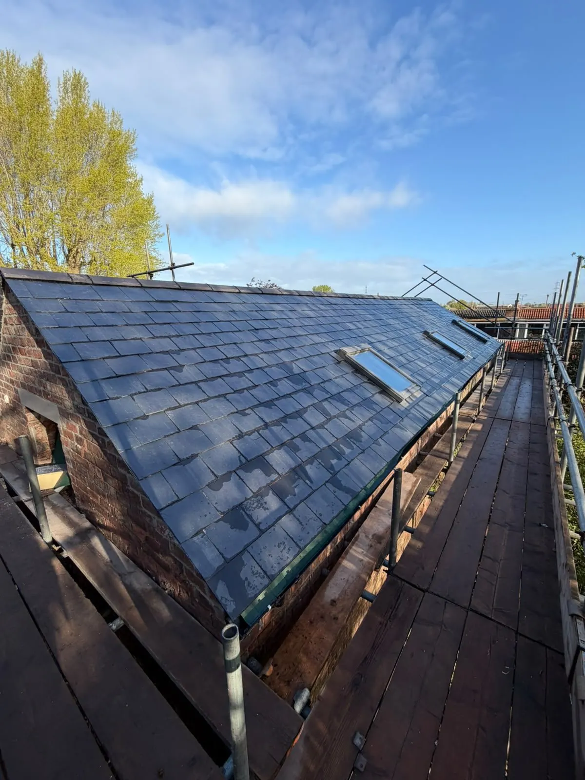 Slate roof replacement after, roofing by Design Built Right in Selby