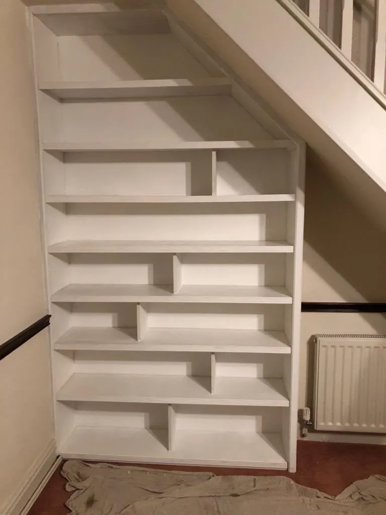 Understairs shelving joinery, joinery by Design Built Right in Selby
